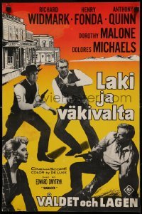 5p214 WARLOCK Finnish '59 cowboys Henry Fonda & Richard Widmark, gunfight!