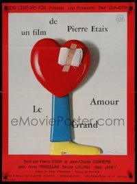 5p599 GREAT LOVE French 23x31 '69 Pierre Etaix's Le Grand Amour, great image of bandaged heart!