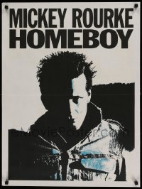 5p600 HOMEBOY teaser French 23x30 '88 cool close-up art of tough guy Mickey Rourke!