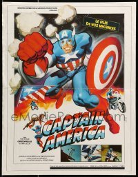 5p627 CAPTAIN AMERICA 2 French 18x23 '80 different Marvel Comics superhero art by Michel Landi!