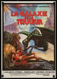 5p647 GALAXY OF TERROR French 16x22 '81 great sexy Charo fantasy artwork of monster attacking girl