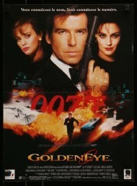 5p651 GOLDENEYE French 16x22 '95 Pierce Brosnan as secret agent James Bond 007, cool montage!
