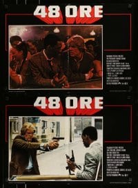 5p761 48 HRS. set of 8 Italian 18x26 pbustas '83 Nick Nolte is a cop who hates Eddie Murphy!