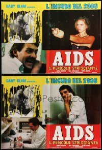 5p810 AIDS THE COMING DANGER set of 4 Italian 19x26 pbustas '86 German movie about disease!