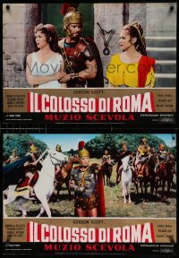 5p756 HERO OF ROME set of 9 Italian 18x27 pbustas '64 great images of gladiator Gordon Scott!