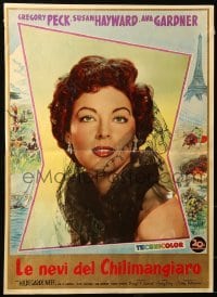 5p850 SNOWS OF KILIMANJARO Italian 19x27 pbusta '53 wonderful portrait of sexy Ava Gardner!