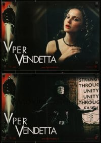 5p803 V FOR VENDETTA set of 6 Italian 16x23 pbustas '05 Wachowskis, Natalie Portman, Hugo Weaving!
