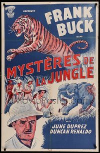 5p005 TIGER FANGS Moroccan '43 Frank Buck, great art of big cat & elephants!