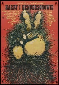 5p345 HARRY & THE HENDERSONS Polish 26x38 '88 John Lithgow, cool art of Bigfoot by Jakub Erol!