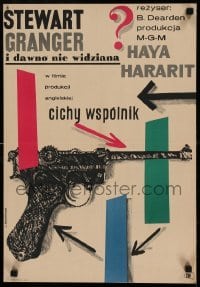 5p298 SECRET PARTNER Polish 16x23 '61 Stewart Granger, Haya Harareet, Bernard Lee, cool design!