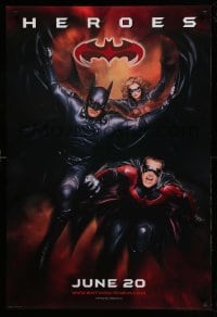 5r073 BATMAN & ROBIN advance DS 1sh '97 heroes George Clooney, Chris O'Donnell & Silverstone!