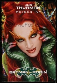 5r079 BATMAN & ROBIN teaser 1sh '97 super close up of sexy Uma Thurman as Poison Ivy in costume!