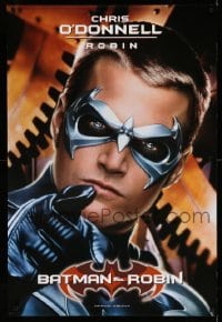 5r076 BATMAN & ROBIN teaser 1sh 97 cool super close up of Chris O'Donnell as Robin in costume!