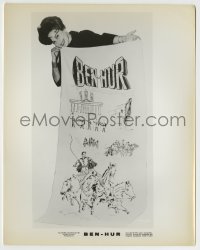 5s091 BEN-HUR 8x10.25 still '61 woman holding up promotional beach towel with movie art!