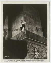 5s193 CURSE OF THE WEREWOLF 8.25x10 still '61 far shot of monster Oliver Reed trapped on ledge!