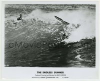 5s262 ENDLESS SUMMER 8.25x10 still '67 Robert August riding wave while Mike Hynson paddles out!