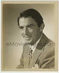 5s344 GREGORY PECK 8.25x10 still '50s smiling portrait of the MGM leading man in suit & tie!