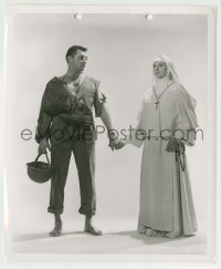 5s364 HEAVEN KNOWS MR. ALLISON 8x10 still '57 Robert Mitchum & nun Deborah Kerr holding hands!