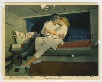 5s014 NORTH BY NORTHWEST color 8x10 still '59 Cary Grant in upper berth kissing Eva Marie Saint!