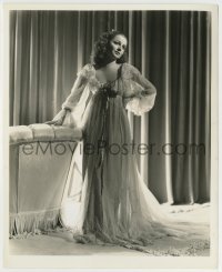 5s627 OLIVIA DE HAVILLAND 8.25x10 still '30s full-length modeling elaborate gown by Elmer Fryer!