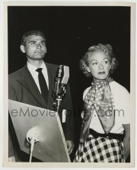5s637 OUR MISS BROOKS 7.25x9 radio still '50s Eve Arden & Jeff Chandler by CBS microphone!