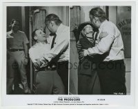 5s695 PRODUCERS candid 8x10.25 still '67 split image of Mel Brooks showing Mostel how hold Winwood!