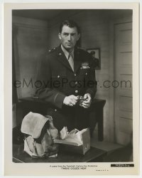 5s901 TWELVE O'CLOCK HIGH 8x10.25 still '50 Gregory Peck in uniform opening a can of Spam!