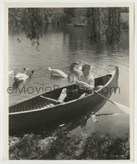 5s938 W.C. FIELDS 8x9.75 still '30s feeding the swans in a canoe behind his Toluca Lake home!