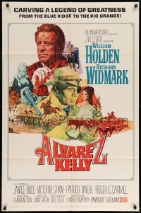 5t034 ALVAREZ KELLY 1sh '66 William Holden & Colonel Richard Widmark, artwork by Robert Abbett!