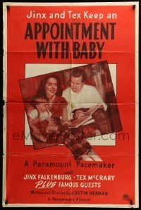 5t048 APPOINTMENT WITH BABY 1sh '48 Jinx Falkenburg and Tex McCrary keep an appointment with baby!