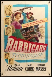 5t065 BARRICADE 1sh '50 Jack London, Ruth Roman is a treasure to fight for!