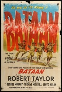 5t070 BATAAN style D 1sh '43 Robert Taylor in the story of a World War II patrol of 13 heroes!