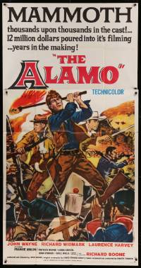 5w252 ALAMO 3sh '60 great art of John Wayne & Richard Widmark in Texas by Reynold Brown!