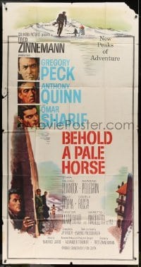 5w284 BEHOLD A PALE HORSE 3sh '64 Gregory Peck, Anthony Quinn, cool Terpning artwork!