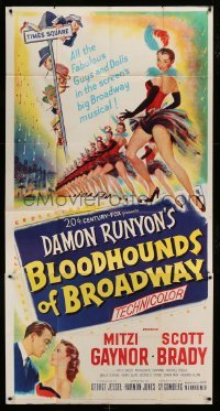 5w309 BLOODHOUNDS OF BROADWAY 3sh '52 Mitzi Gaynor & sexy showgirls, from Damon Runyon story!
