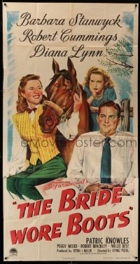 5w323 BRIDE WORE BOOTS 3sh '46 Barbara Stanwyck, Robert Cummings & Diana Lynn with horse!
