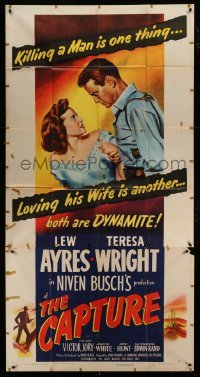5w341 CAPTURE 3sh '50 Lew Ayres kills man & loves his wife Teresa Wright, early John Sturges noir!