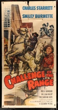 5w345 CHALLENGE OF THE RANGE 3sh '49 Charles Starrett, Burnette in an action-'n-rhythm rampage!