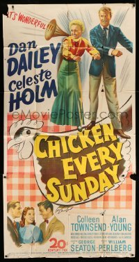 5w350 CHICKEN EVERY SUNDAY 3sh '49 great stone litho art of Dan Dailey & Celeste Holm dancing!