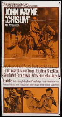 5w352 CHISUM int'l 3sh '70 cool image of The Legend big John Wayne on horseback, Forrest Tucker