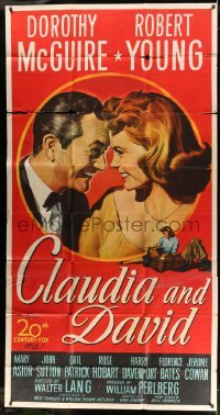 5w355 CLAUDIA & DAVID 3sh '46 romantic close up artwork of Dorothy McGuire & Robert Young!