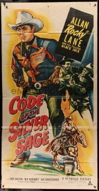 5w360 CODE OF THE SILVER SAGE 3sh '50 cowboy Rocky Lane w/six shooter & his Stallion Black Jack!