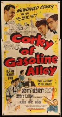 5w367 CORKY OF GASOLINE ALLEY 3sh '51 Scotty Beckett, based on the Frank O. King comic strip!