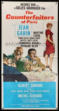 5w372 COUNTERFEITERS OF PARIS 3sh '61 Jean Gabin, Martine Carol, art of men inspecting fake money!