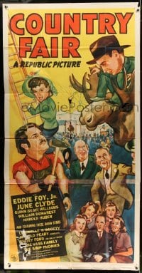 5w373 COUNTRY FAIR 3sh '41 Eddie Foy Jr, June Clyde, political scandal, great artwork!