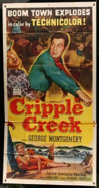 5w380 CRIPPLE CREEK 3sh '52 George Montgomery, cool art of gambling cheat getting caught!