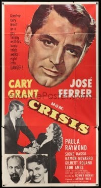5w381 CRISIS 3sh '50 great huge headshot artwork of Cary Grant, plus Paula Raymond & Jose Ferrer!