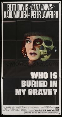 5w394 DEAD RINGER int'l 3sh '64 creepy close up of skull & Bette Davis, Who Is Buried In My Grave!