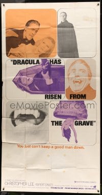 5w415 DRACULA HAS RISEN FROM THE GRAVE 3sh '69 Hammer, Christopher Lee, great vampire montage!