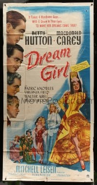 5w417 DREAM GIRL 3sh '48 Macdonald Carey & handsome guys make Betty Hutton's dreams come true!